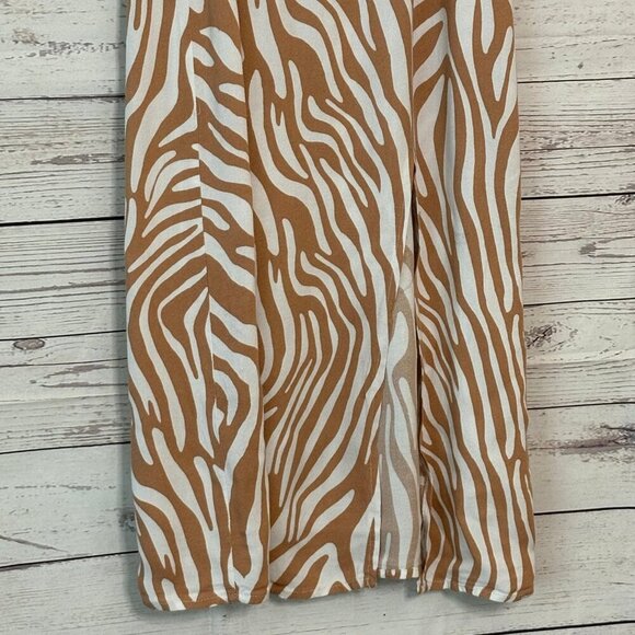 🦃 Forever 21 Tan White Summer Dress Size Small - Picture 3 of 6